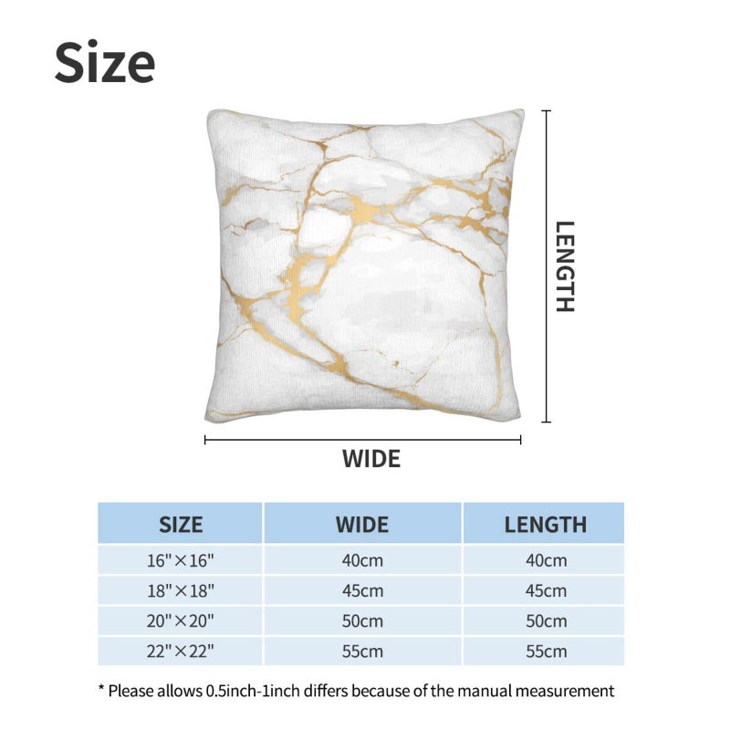 Perinsto White Marble Texture Throw Pillow Covers Set of 2 Decorative Pillowcases Soft Cushion Covers for Sofa Couch Bed Home Decor  18""X18"" - Image 4